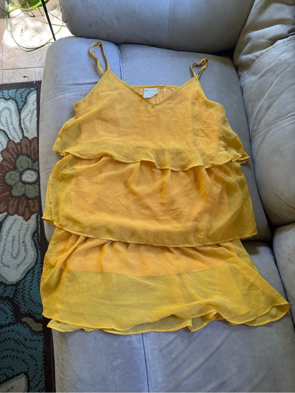 Vintage Y2K Yellow Tiered Spaghetti Strap Tunic